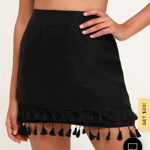 Lulu’s All Bets Are Off Black Tassel Mini Skirt